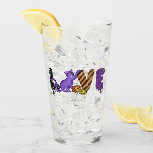 Liebe mit Niedlicher Katze zu Halloween Glas (Vorderseite Ice)