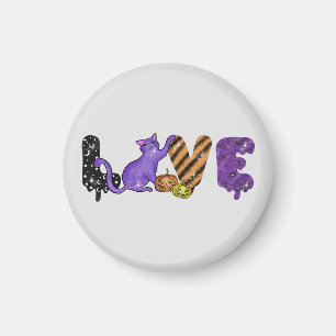 Liebe mit Niedlicher Katze zu Halloween Magnet