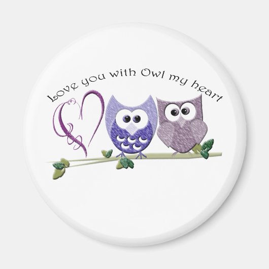 Liebe mit Owl my heart Magnet (Vorne)