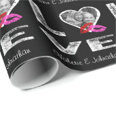 LIEBE mit Paar-Foto und Küssen Geschenkpapier (Rolleneckpunkt)
