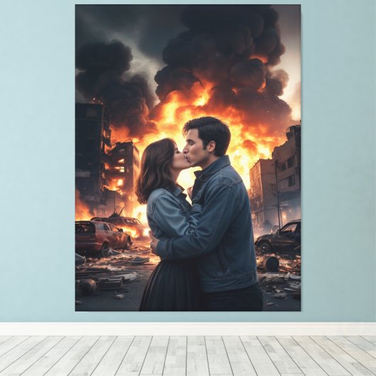 Liebe mit Paar Leinwanddruck (Insitu (Holzboden))