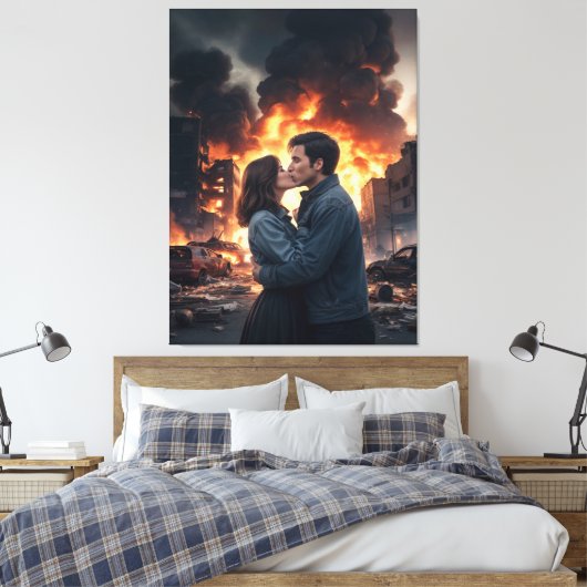Liebe mit Paar Leinwanddruck (Insitu (Schlafzimmer))