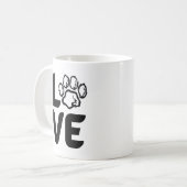 Liebe mit Paw-Aufdruck - Hund, Katze, Tier Kaffeetasse (Vorderseite Links)