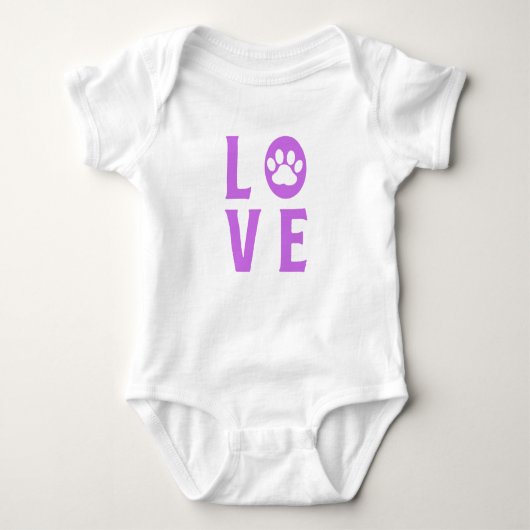 Liebe mit Paw Print (Katzen, Hunde, Haustiere) Baby Strampler (Vorderseite)
