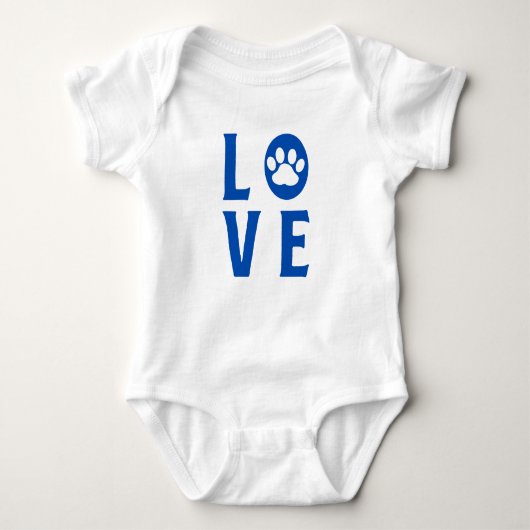 Liebe mit Paw Print (Katzen, Hunde, Haustiere) Baby Strampler (Vorderseite)