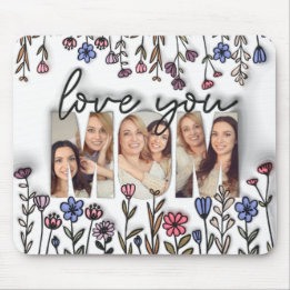 Liebe mit personalisiertem Foto Mama Wildblumen Mousepad