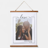 Liebe mit personalisiertem Foto Typografie Wandteppich Mit Holzrahmen (Vorderseite)