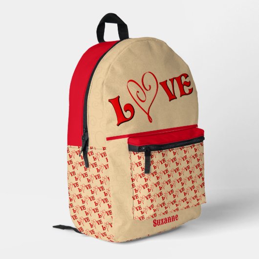 Liebe mit Personalisiertem Herzen Bedruckter Rucksack (Rückseitige Ecke links)