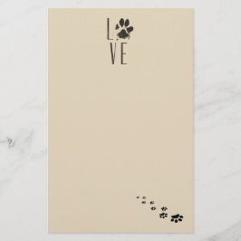 Liebe mit Pet Paw Print Brown Grunge Typografie Briefpapier