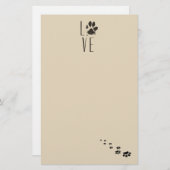 Liebe mit Pet Paw Print Brown Grunge Typografie Briefpapier (Vorne/Hinten)