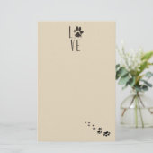 Liebe mit Pet Paw Print Brown Grunge Typografie Briefpapier (Stehend Vorderseite)