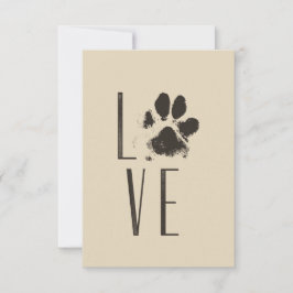 Liebe mit Pet Paw Print Brown Grunge Typografie Einladung
