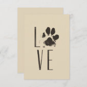 Liebe mit Pet Paw Print Brown Grunge Typografie Einladung (Vorne/Hinten)