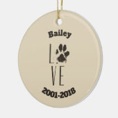 Liebe mit Pet Paw Print Brown Grunge Typografie Keramikornament (Links)