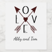 Liebe mit Pfeilen Weinflasche Personalisiert Weinetikett (Einzelnes Label)