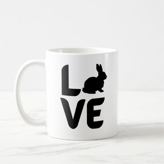 Liebe mit Rabbit Black Design Kaffeetasse (Links)