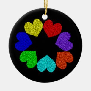 Liebe mit Regenbogen, Blumen Keramikornament