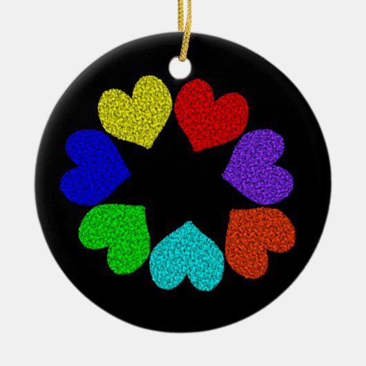 Liebe mit Regenbogen, Blumen Keramikornament (Vorne)