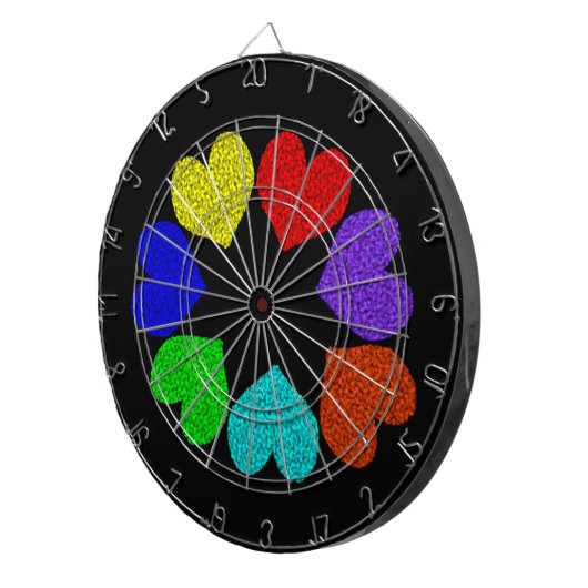 Liebe mit Regenbogen-Blumenmuster Dartscheibe (Vorderseite rechts)