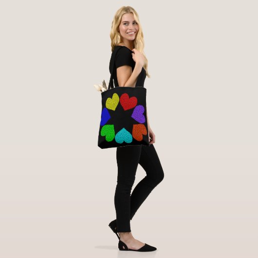Liebe mit Regenbogen-Blumenmuster Tasche (Am Model)