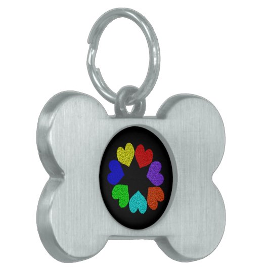 Liebe mit Regenbogen-Blumenmuster Tiermarke (Vorderseite links)