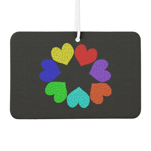 Liebe mit Regenbogen-Blütenblättern Autolufterfrischer (Vorderseite)