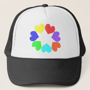 Liebe mit Regenbogen-Blütenhut Truckerkappe