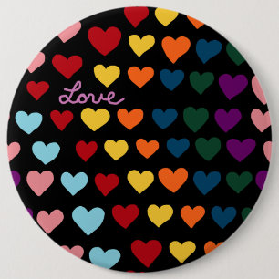 Liebe mit Regenbogen der Herzen Button