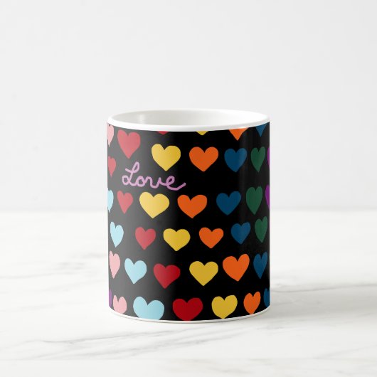 Liebe mit Regenbogen der Herzen Kaffeetasse (Mittel)