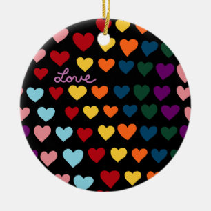 Liebe mit Regenbogen der Herzen Keramik Ornament
