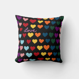 Liebe mit Regenbogen der Herzen Kissen