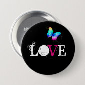 Liebe mit Regenbogenschmetterling Button (Vorne & Hinten)
