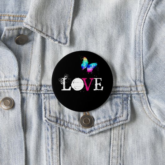 Liebe mit Regenbogenschmetterling Button (Beispiel)