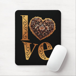 Liebe mit romantischem filigranem rosa Herz Mousepad