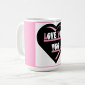 Liebe mit rosa Farbbanddesign Kaffeetasse (Vorderseite Links)