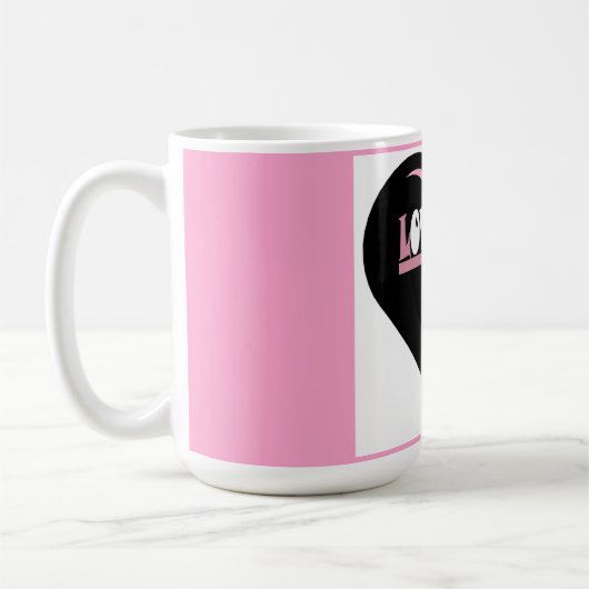 Liebe mit rosa Farbbanddesign Kaffeetasse (Links)