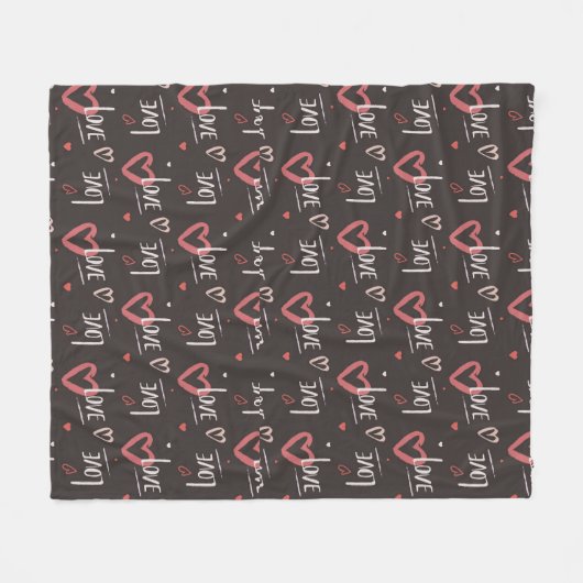 Liebe mit rosa Herzen Fleecedecke (Vorderseite (Horizontal))