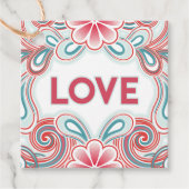 Liebe mit rosa und grünen Blume und Wirbel Geschenkanhänger (Vorderseite)