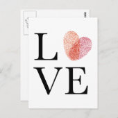 Liebe mit rotem Fingerabdruck Postkarte (Vorne/Hinten)