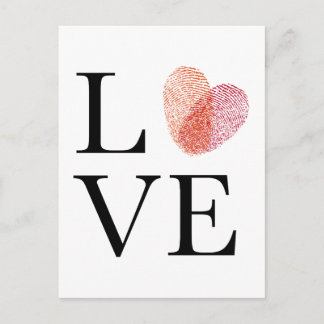 Liebe mit rotem Fingerabdruck Postkarte