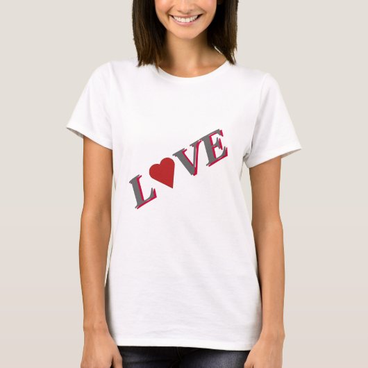 Liebe mit Rotem Herzen T-Shirt (Vorderseite)