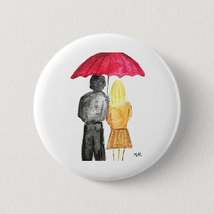 Liebe mit rotem Schirm Valentinstag Button