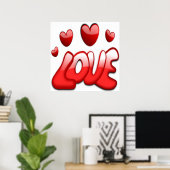 LIEBE MIT ROTEN HERZCHEN POSTER (Heimbüro)