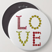 Liebe mit roten und gelben Edelsteinen Button (Vorne & Hinten)