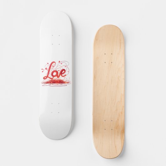 Liebe mit roten Wiesen Skateboard (Vorderseite)