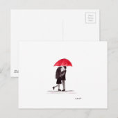 Liebe mit roter Schirmkunst Postkarte (Vorne/Hinten)