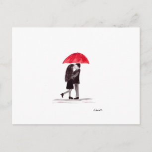 Liebe mit roter Schirmkunst Postkarte