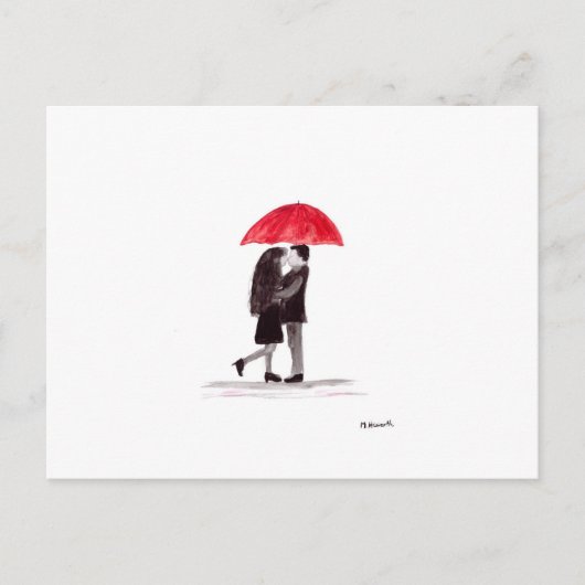 Liebe mit roter Schirmkunst Postkarte (Vorderseite)