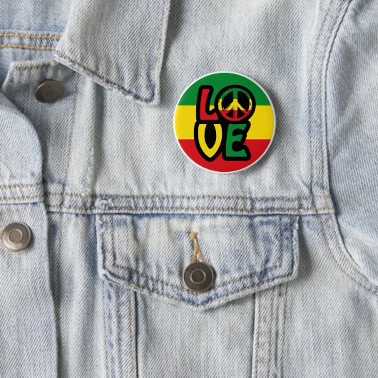 LIEBE mit Ruhesymbol, Reggae-Stil Button (Beispiel)
