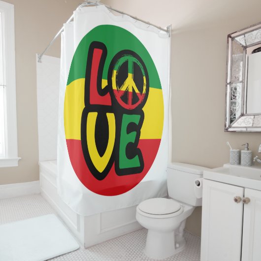 LIEBE mit Ruhesymbol, Reggae-Stil Duschvorhang (Beispiel)